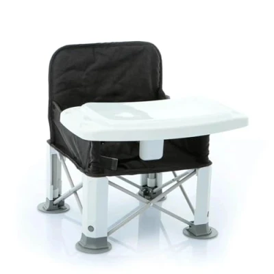 Image of ebebek baby plus Picnic Booster Highchair Portable Seat Chair Compact Fold with Straps for Indoor Outdoor Use Foldable High Toddler Eating 47 x 45,5 40 cm (Dark Grey)