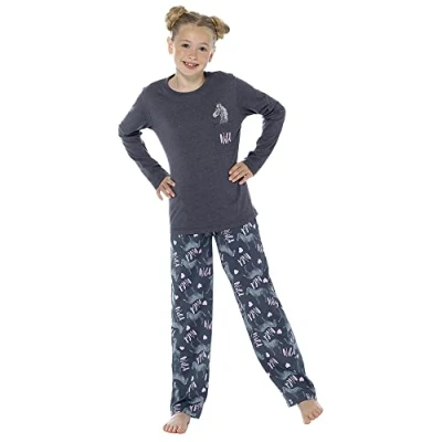 Image of Undercover Girls Zebra Print Pyjamas LN258 Charcoal 7 8 Years