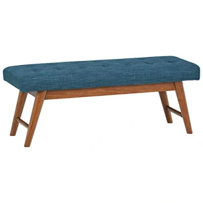 Image of Amazon Basics Modern Haraden Upholstered Button Tufted Bench, 112 cm, Navy Blue, 16D x 44W 17H Inch (Previously Rivet brand)