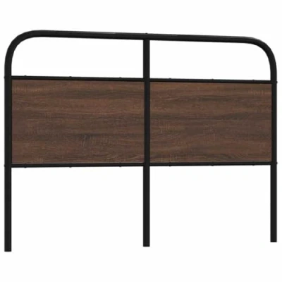 Image of vidaXL Headboard Bed Brown Oak 135 cm Engineered Wood/Steel Design, Sturdy Legs, Back Support