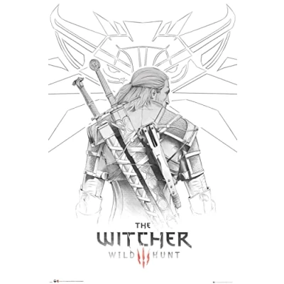 Image of The Witcher Geralt Sketch 61 x 91.5cm Maxi Poster