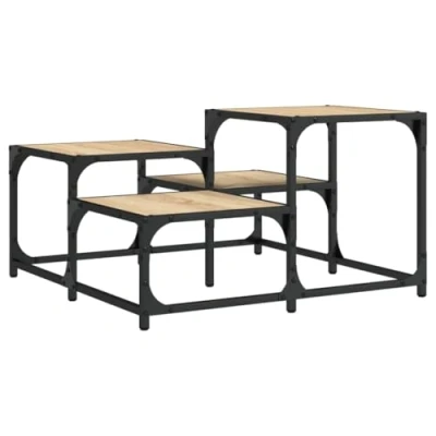 Image of vidaXL Coffee Table with Adjustable Feet Sonoma Oak Finish, Square Engineered Wood and Metal Construction, Modern Industrial Design