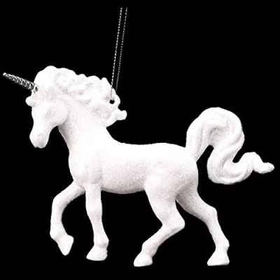 Image of Christmas Concepts® 16cm Glitter Covered Unicorn Decoration Luxury Decorations (Iridescent, Pack of 1)