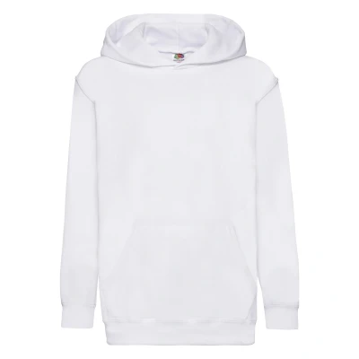 Image of Fruit of the Loom Childrens Unisex Hooded Sweatshirt / Hoodie (White) Size 14 15Y