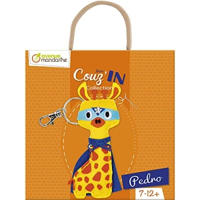 Image of Avenue Mandarine Ref KC132C Mini Couz&#039;in Keyring to Sew Pedro the Giraffe Keychain Animal, Introduction Sewing &amp; Needlecraft, Suitable for Ages 7+