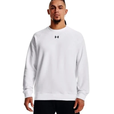 Image of Under Armour Mens Rival Fitted Crew Sweater White/Black XL