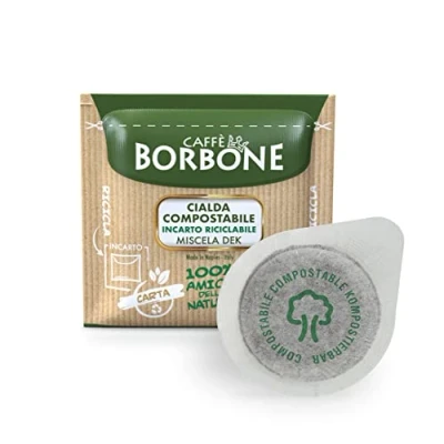 Image of Caffè Borbone Compostable Pod, Dek Decaffeinated Coffee Blend 100 Pads Compatible with ESE System Paper 44 mm