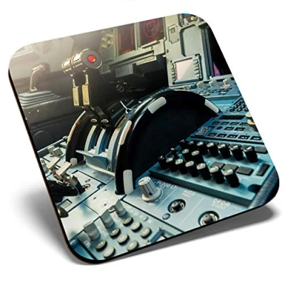 Image of Great Single Coaster Square Aircraft Cockpit Instruments Pilot Plane Glossy Quality Coasters Tabletop Protection for Any Table Type #44043