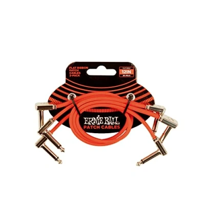 Image of Ernie Ball 12 Flat Ribbon Patch Cable 3 Pack Red