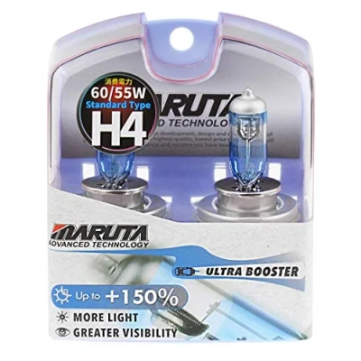 Image of MARUTA® H4 60/55W Ultra Booster +150% 12v Upto 4100K Xenon Gas Filled Car Headlight Bulbs (E4) With Advanced Technology