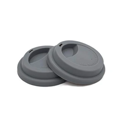 Image of NanTun Silicone Drinking Lid Spill Proof Cup Lids Reusable Coffee Mug Covers 2 Pcs Grey