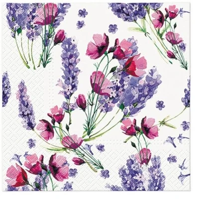 Image of Malagro 20 Napkins Flowers Beautiful Natural Lavender as Table Decoration Paper with Motif Also for Decoupage and 33 x cm
