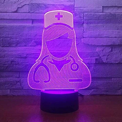 Image of SWTZEQ Kids Night Light Nurse Character 3D Optical LED Illusion Lamp with USB Remote Control 16 Colors Changing Birthday Xmas New Year Gift Idea for Boys Girsl