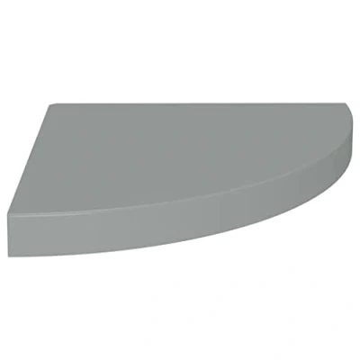 Image of vidaXL Floating Corner Shelf Modern Decorative Wall Display in Grey, Honeycomb MDF and Metal, 35x35x3.8 cm