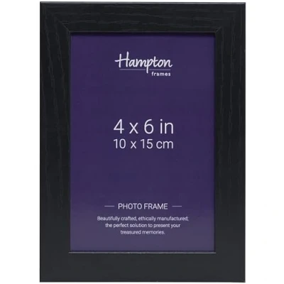 Image of Hampton Frames OXFORD 4x6 (10x15cm) Pack of 1 Black Picture Frame Acrylic (Non Glass) OXF46NGX 1PK