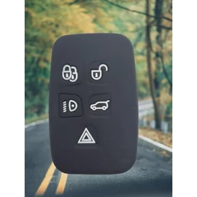 Image of StyleC Silicone Key Case cover compatible with Discovery 4 Freelander 3 Land Range Rover Sport fob protector (Black)
