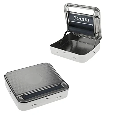 Image of Tobacco Rolling Machine, Automatic Cigarette 70mm Portable Metal Box for Rolling, Roller Accessories
