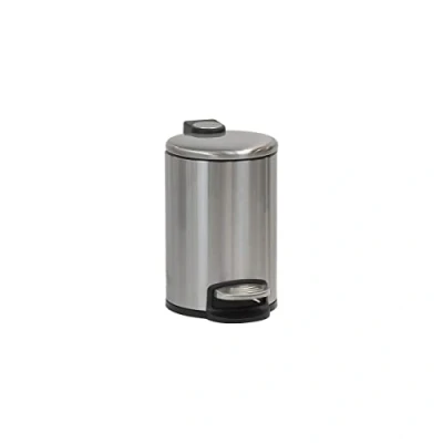 Image of CALITEK 3 Litre Bathroom Pedal Waste Bin Stainless Steel Soft Close Lid Removable Inner Bucket Hands Free Operation (Silver)