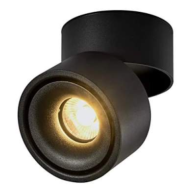 Image of Dr.lazy Indoor 10W LED Spotlight 360Adjustable Ceiling Spots Downlight/Surface Mounted COB Lighting LED/10X10CM/Aluminum Wall Lamp or Spot Light (Black 3000K)