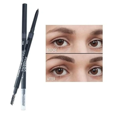 Image of PHOERA Ultra Slim Eyebrow Liner Pencil With Brow Brush AQUAPURITY Fill &amp; Sculpt Definer Natural Looking Brows Long Lasting (104 DARK BRUNETTE)