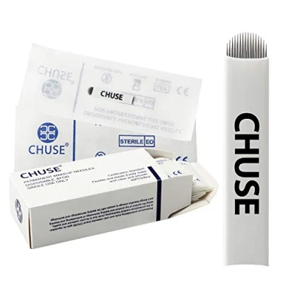Image of CHUSE 16 U 50pcs 0.25mm Disposable microblades Permanent Makeup Manual Eyebrow Tattoo Needle Microblading