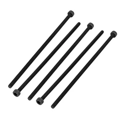 Image of Sourcingmap M3x90mm Fully Thread Hex Socket Head Knurled Cap Screw Bolt Black 5pcs