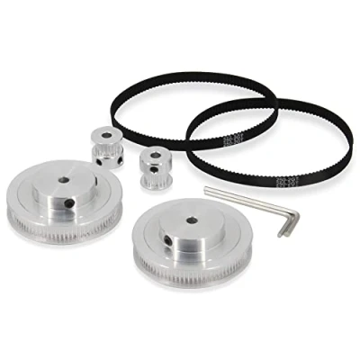 Image of Zeberoxyz 2PCS Set GT2 Synchronous Wheel 20&amp;80 Teeth 5mm Bore Aluminum Timing Pulley with Length 250mm Width 6mm Belt (20 80T 5B 6)