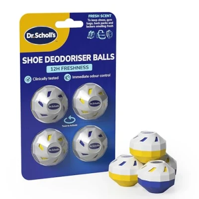 Image of Dr. Scholl&#039;s Shoe Deodoriser Balls Keeps Shoes, Football Boots, Gym Bags Smelling Fresh, Clinically Tested with All Day Freshness, Reusable and Long Lasting, Odour Eliminator