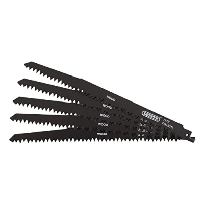 Image of Draper Reciprocating Saw Blades for Wood Cutting, 240mm, 5tpi (Pack of 5)