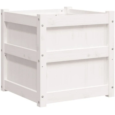 Image of vidaXL Garden Planter White 50x50x50 cm Solid Wood Pine
