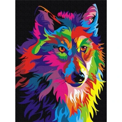 Image of KOMKING DIY Paint by Numbers for Adults, Number Kits Kids Beginner on Canvas Painting, Colorful Wolf Unframed 16x20inch