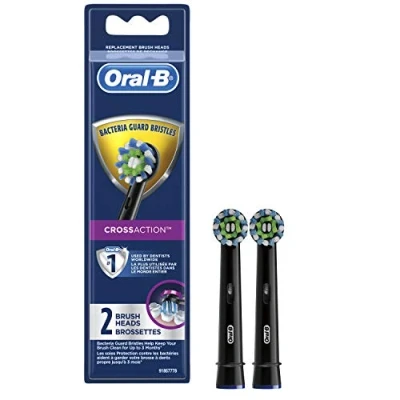 Image of Oral B CrossAction Toothbrush Heads Black 2 Pack