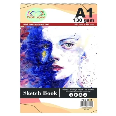 Image of A1 Sketchbook for Artists Hardcover 130GSM Thick Paper Large Sketch Pad Art Book, Spiral Bound Drawing Book 15 Sheets White Sketching Writing Painting Supplies