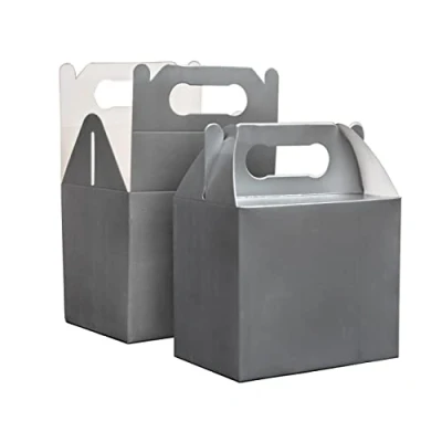 Image of SHATCHI 30Pcs Silver Colour Cardboard Lunch Takeaway Birthday Wedding Carry Meal Food Cake Party Box Childrens Loot Bags