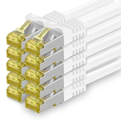 Image of 1aTTack.de 10 X 1 M Cat 7 Ethernet Cable High Speed Gigabit RJ45 LAN Patch Cord with 10Gbps 600Mhz/s SFTP PIMF LSZH White