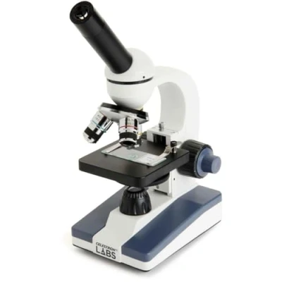 Image of Celestron CM1000C Compound Microscope w/40x 1000x power, 3AA batteries, 10 prepared slides, 10x and 25x eyepieces, 3 Fully achromatic objectives, Coaxial focus, AC adapter