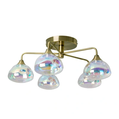 Image of Varna LED Multi Arm Semi Flush Ceiling Lamp Brass 2925K
