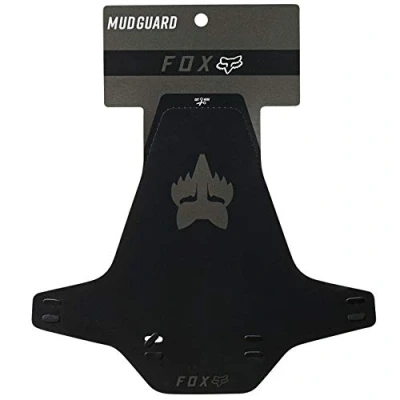 Image of Fox Racing Front Mountain Bike Mudguard Black/Logo/MTB Mud Fender Guard Face Shield Fork Wheel Mount Trail Enduro Cycling Part Cycle Ride Muck Rain Spray Dirt Downhill Riding Board Accessories