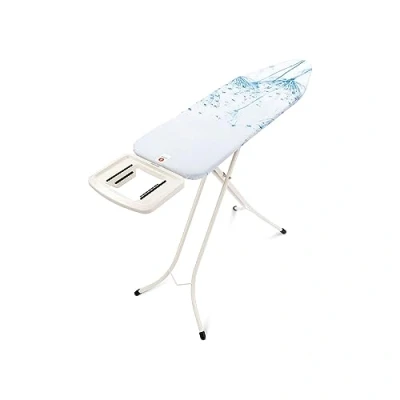 Image of Brabantia Ironing Board B with Solid Steam Iron Rest Adjustable in Height Non Slip Rubber Feet Cotton Cover Foam Layer Foldable Flower 124x38 cm