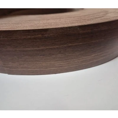 Image of 50mm Tobacco Walnut Melamine Iron on Edging Tape, Pre glued Edge Band can Easily be Trimmed to Size. Finish Your existing Shelving. 5m roll