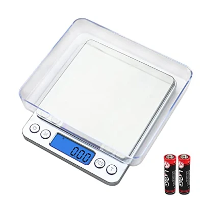Image of UNIWEIGH Digital Kitchen Scale, 500g/0.01g Gram Scale,Cooking Food Scale Weight Grams and OZ with LCD Display, Jewelry Coffee 2 Trays,Auto Off, Tare，Stainless Steel