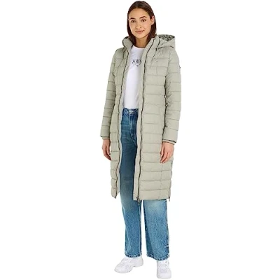 Image of Tommy Jeans Women&#039;s Basic Down Filled Coat Winter, Multicolor (Faded Willow), XXS