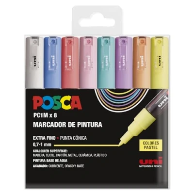 Image of UNI Posca Pack of 8 PC1M Extra Fine Conical Tip Pens
