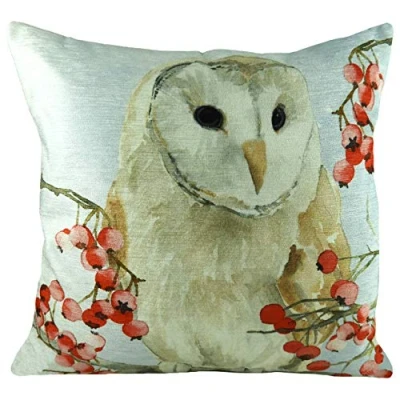Image of Evans Lichfield Xmas Owl Watercolour Feather Filled Cushion Multicolour One Size