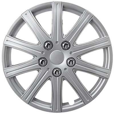Image of XtremeAuto® 14&#039;&#039; Rally Sport Silver Car Wheel Trim Hub Cap Covers Multi Spoke Includes Chrome Valve Caps and Cable Ties
