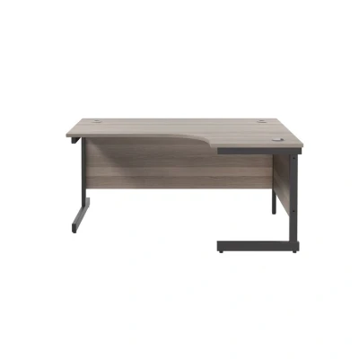 Image of Jemini Radial Right Hand Single Upright Cantilever Desk 1600x1200x730mm Grey Oak/Black KF819714