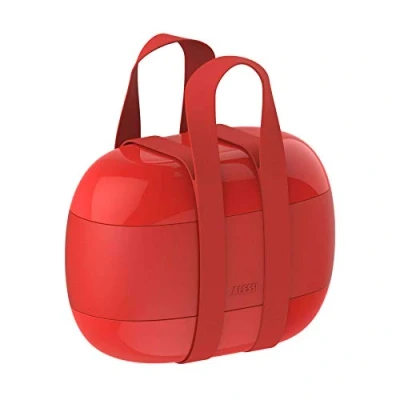 Image of Alessi Food à Porter SA02 G Three Piece Lunch Box, Thermoplastic, Red, 10 cm