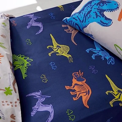 Image of Catherine Lansfield Prehistoric Dinosaurs Single Fitted Sheet Blue