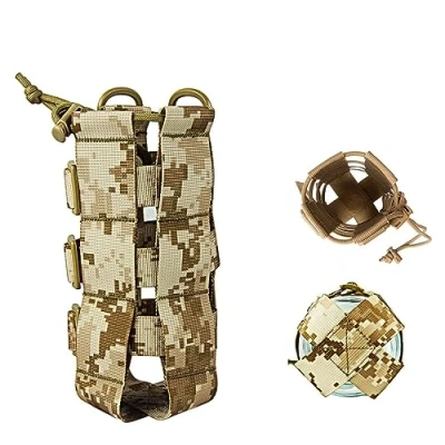 Image of Eowppue Tactical Bag Bottle Pouch Molle Holder Waterproof Kettle Adjustable Webbing with Drawstring for Military Vest Backpack Outdoor Cycling Hiking Camping Travel Sports