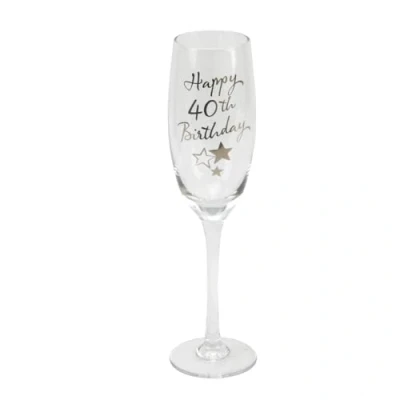 Image of 40th Birthday Stars Champagne Flute Glass Gift